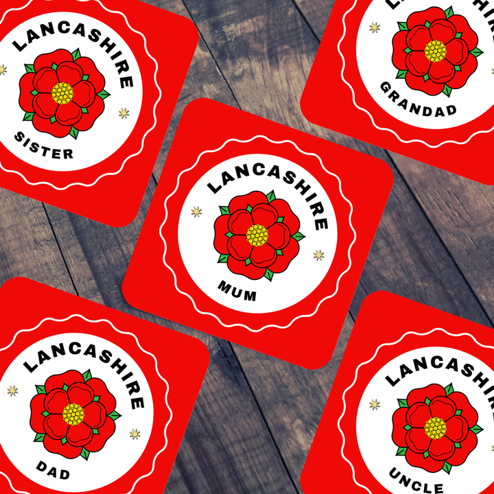 Personalised Family Gift Lancashire Rose Coaster