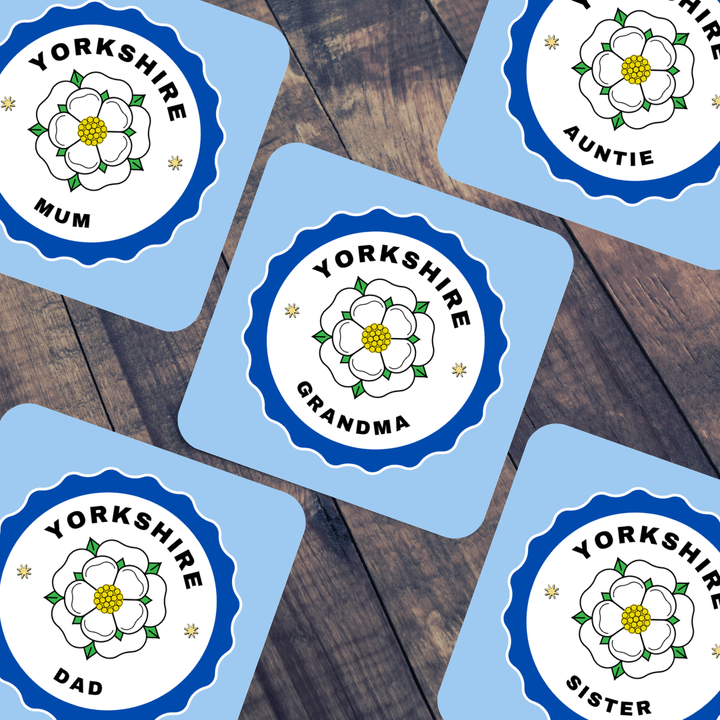 Personalised Family Gift Yorkshire Rose Coaster